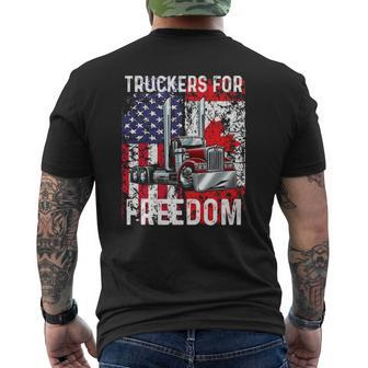 Trucker For Freedom Convoy 2022 American Canadian Flag Mens Back Print T-shirt | Mazezy AU