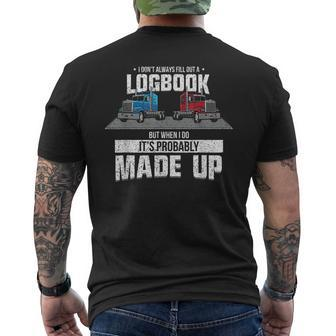 Trucker Made Up Logbook Trucking Trucks Diesel Truck Mens Back Print T-shirt - Thegiftio UK