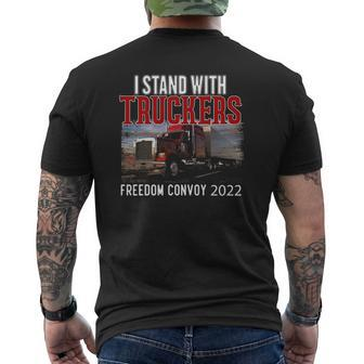 Trucker Support I Stand With Truckers Freedom Convoy 2022 Ver2 Mens Back Print T-shirt | Mazezy