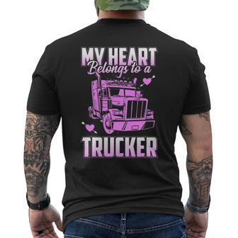 Trucker Wife Boyfriend Truck Driver Ladies Trucker Mens Back Print T-shirt | Mazezy