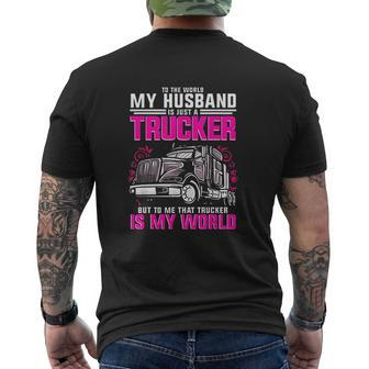 Trucker Wife Trucker Is My World Truck Driver Mens Back Print T-shirt | Seseable UK