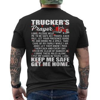 Truckers Prayer Keep Me Safe Get Me Home Hauler Truck Driver Men's T-shirt Back Print - Monsterry