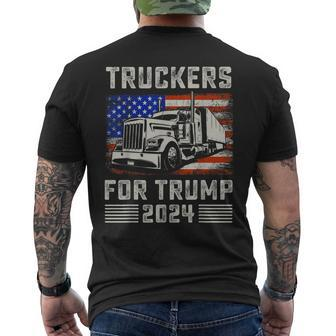 Truckers For Trump American Flag Trump 2024 Vintage Men's T-shirt Back Print | Mazezy