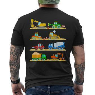 Trucks Excavator Cement Truck Bulldozer Construction Vehicle Men's T-shirt Back Print - Monsterry DE