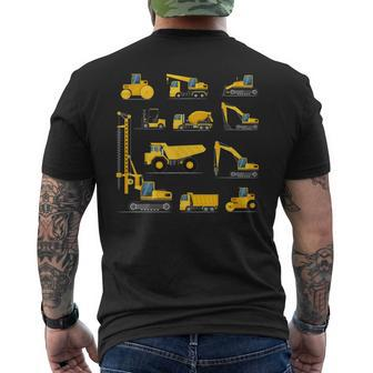 Trucks Excavator Cement Truck Bulldozer Construction Vehicle V16 Mens Back Print T-shirt - Thegiftio UK