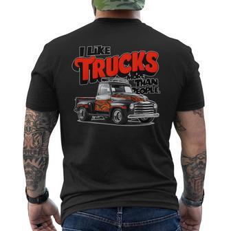 I Like Trucks More Than People Humorous Auto Enthusiast Fr Men's T-shirt Back Print - Monsterry