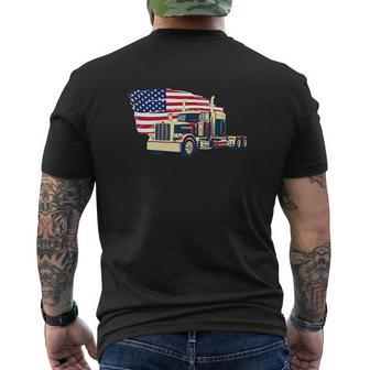Trucks Truck Driver Semi Truck Driver American Trucker Mens Back Print T-shirt - Seseable