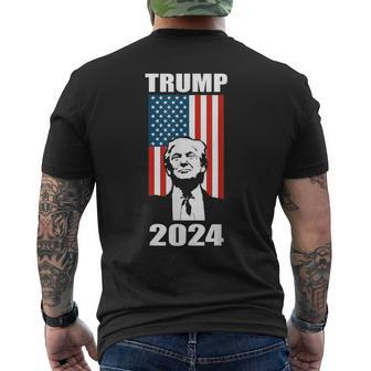 Trump 2024 Reelect President Donald Trump American Flag Maga Men's T-shirt Back Print - Monsterry DE
