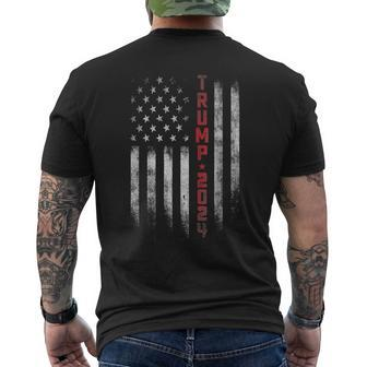 Trump 2024 Vintage Usa American Flag Mens Back Print T-shirt - Seseable