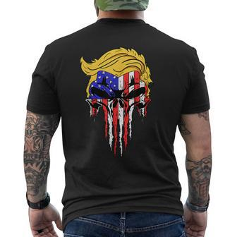 Trump Skull Usa Flag Hair President Men's T-shirt Back Print - Monsterry CA