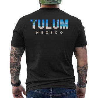 Tulum Mexico Beach Scene Souvenir Men's T-shirt Back Print - Monsterry CA