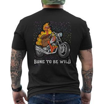 Turkey Riding Motorcycle Thanksgiving Day Rider Biker Men's T-shirt Back Print - Monsterry