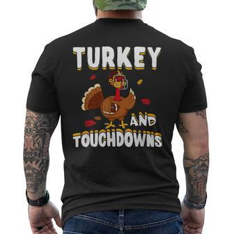 Turkey And Touchdowns American Football Thanksgiving Mens Back Print T-shirt - Thegiftio