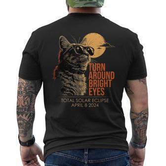 Turn Around Bright Eyes Cat Wearing Glasses Total Eclipse Men's T-shirt Back Print - Seseable