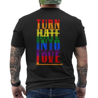 Turn Hate Into Love Lgbt Flag Pride Month Transgender Men's T-shirt Back Print - Thegiftio UK