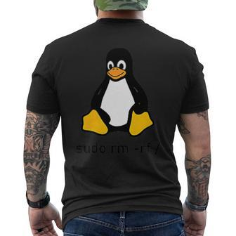 Tux Linux Penguin Sudo Rm -Rf Computer Science Computers Men's T-shirt Back Print - Monsterry