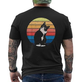 Tuxedo Cat Retro Colors For Animal Lovers Mens Back Print T-shirt - Thegiftio UK