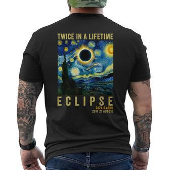 Twice In Lifetime Eclipse April 8 2024 Starry Night Van Gogh Men's T-shirt Back Print - Seseable