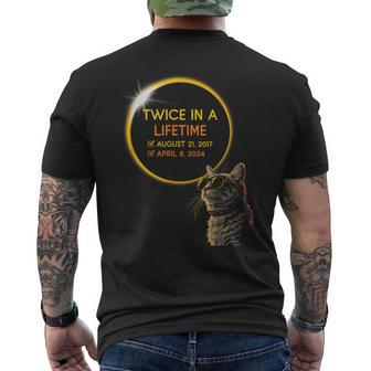 Twice In Lifetime Total Solar Eclipse April 08 2024 Cat Men's T-shirt Back Print - Thegiftio UK
