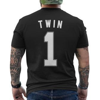 Twin 1 Matching Adult Kid Jersey Identical Twin Men's T-shirt Back Print - Monsterry UK