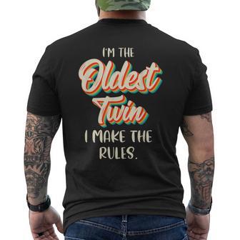 Twins Matching Birthday Sibling Oldest Twin Men's T-shirt Back Print - Monsterry CA