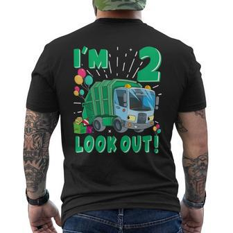 Two 2Nd Birthday Garbage Truck Trash Boy 2 Years Old Men's T-shirt Back Print - Monsterry UK