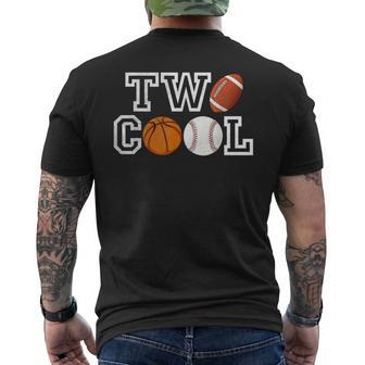 Two Cool For Toddler Birthday Boy Football Basketball Men's T-shirt Back Print - Monsterry DE