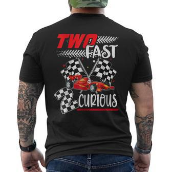 Two Fast 2 Curious Racing 2Nd Birthday Boy Girl Men's T-shirt Back Print - Seseable