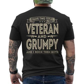 I Have Two Titles Veteran And Grumpy Proud Us Army Men's T-shirt Back Print - Monsterry UK
