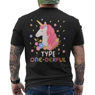 Type One-Derful Unicorn Diabetic Type 1 Diabetes T1d Men's T-shirt Back Print - Monsterry