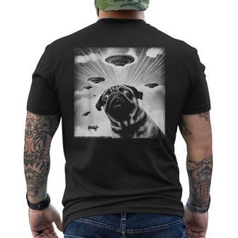 Ufo Flying Alien Uaps Pug Selfie Retro Men's T-shirt Back Print - Monsterry UK