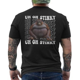 Uh Oh Stinky Poop Meme Monkey Orangutan Le Monke Meme Men's T-shirt Back Print - Seseable