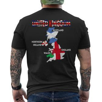 Uk Flag Map England Scotland Wales Northern Ireland Maps Men's T-shirt Back Print - Thegiftio UK