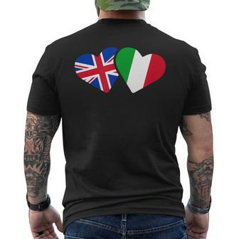 Uk Italy Flag T Heart British Italian Love Cute Men's T-shirt Back Print - Thegiftio UK