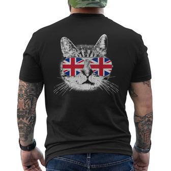 Uk Union Jack Flag English England Cat Lover British Men's T-shirt Back Print - Monsterry