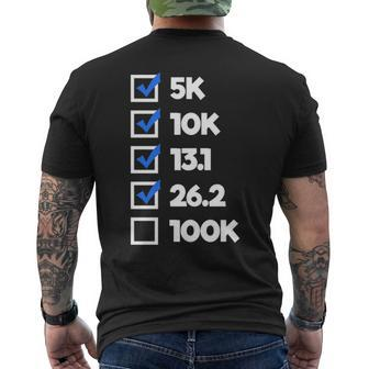 Ultra Marathon 100K Next Running Checklist Men's T-shirt Back Print | Mazezy