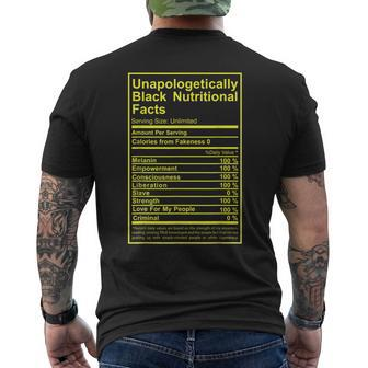 Unapologetically Black Nutritional Facts Men's T-shirt Back Print - Monsterry CA