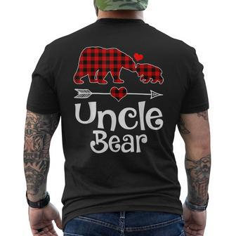 Uncle Bear Christmas Pajama Red Plaid Buffalo Matching Xmas Mens Back Print T-shirt - Thegiftio