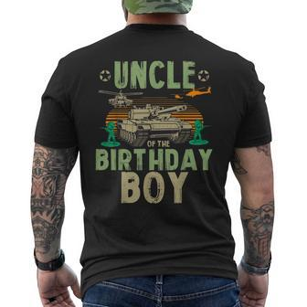 Uncle Of The Birthday Boy Army Party Matching Family Men's T-shirt Back Print - Monsterry