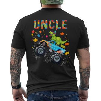 Uncle Building Blocks Monster Truck Dinosaur Birthday Men's T-shirt Back Print - Thegiftio UK