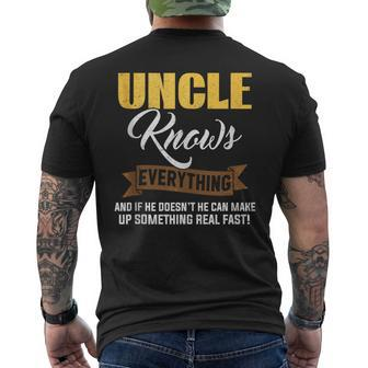 Uncle Knows Everything For Father's Day Dad Grandpa Men's T-shirt Back Print - Thegiftio UK