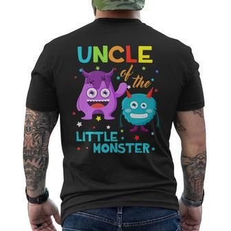 Uncle Of The Little Monster Birthday Family Monster Mens Back Print T-shirt - Thegiftio UK