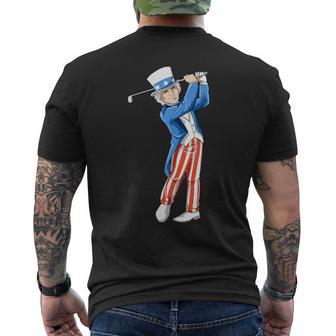 Uncle Sam Golf Patriotic 4Th Of July American Flag Golf Men's T-shirt Back Print - Monsterry AU