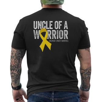 Uncle Of A Warrior Childhood Cancer Dad Ribbon Mens Back Print T-shirt | Mazezy