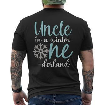 Uncle In A Winter Onederland Tio 1St Birthday Of Girl Men's T-shirt Back Print - Monsterry CA