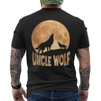 Uncle Wolf Happy Father's Day Matching Wolf Lover Men's T-shirt Back Print - Monsterry