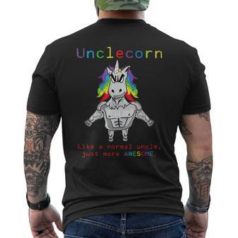 Unclecorn Unicorn With Muscle Normal Uncle Just Awesome Mens Back Print T-shirt | Mazezy