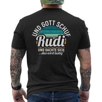 Und Gott Schuf Rudi Kurzärmliges Herren-T-Kurzärmliges Herren-T-Shirt, Cooles Spruch-Kurzärmliges Herren-T-Shirt in Schwarz - Seseable