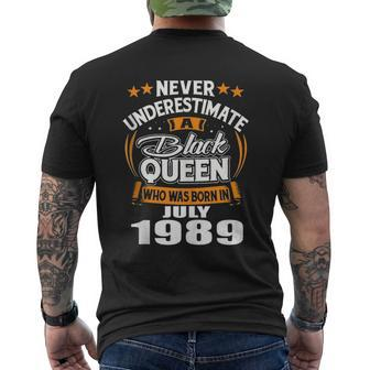 Never Underestimate A Black Queen July 1989 Men's T-shirt Back Print - Thegiftio UK