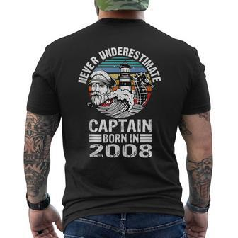 Never Underestimate Captain Born In 2008 Captain Sailing Men's T-shirt Back Print - Thegiftio UK
